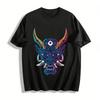 Three-Eyed Oni Print T-Shirt Dark Japanese Style Trendy Top Pure Cotton T-shirt