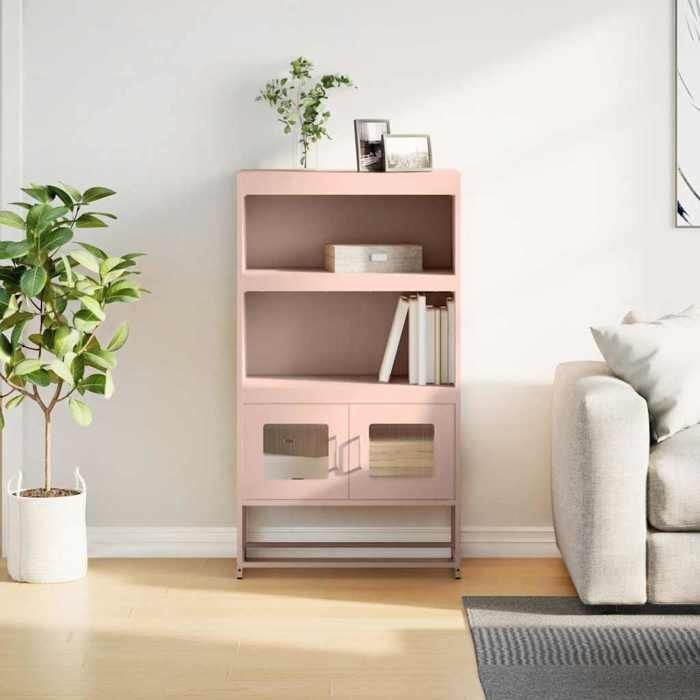 VidaXL Highboard Pink 68x39x123 Cm Steel, Cabinet, Storage Cabinet, Highboard, Sideboard, Tall Cabinet, 853369