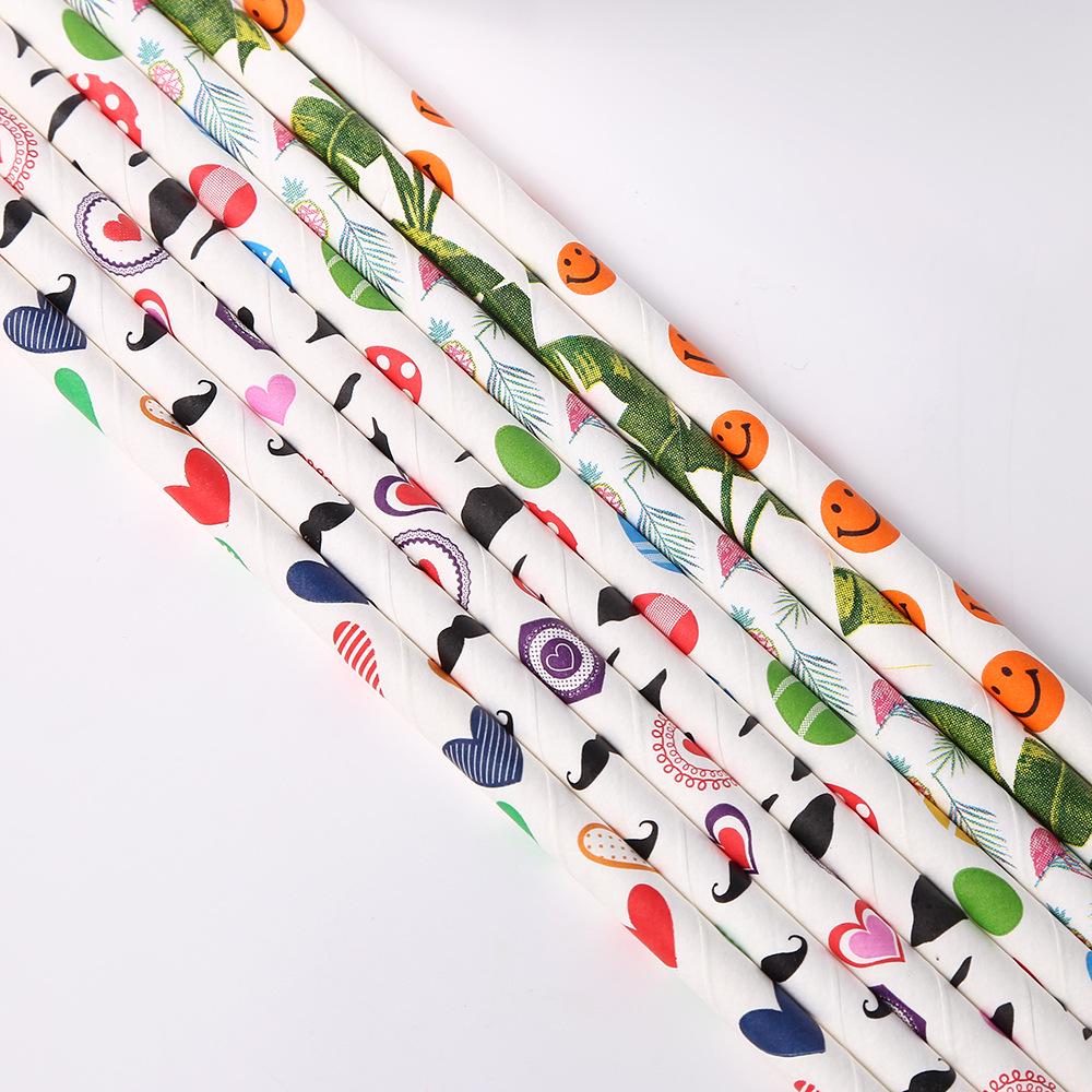 Biodegradable Flamingo Print Disposable Paper Straws - Individually Packaged for Milk Tea