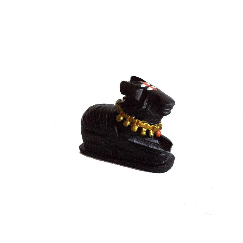 Black Polyresin Small Size Nandi Ji Maharaj Bull Statue Idol Murti For Home Shivling Puja Pooja Vastu Car Dashboard, Fantasy, 7.5 Cm, 3 Cm