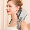 3D Kneading Neck Massager with Heat Wireless Portable 3 Speeds Beige Gray