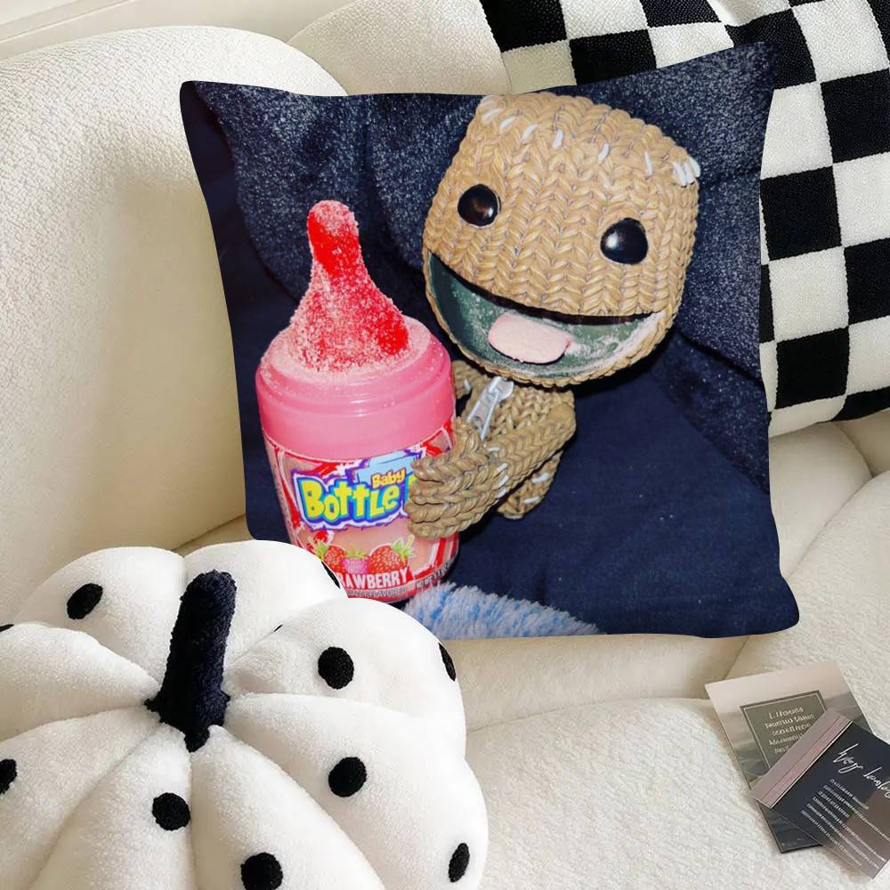 Funny LBP Sackboy Pillow Case Fashion Square Pillowcase Bedroom Sofa Room Ins Decoration Leisure