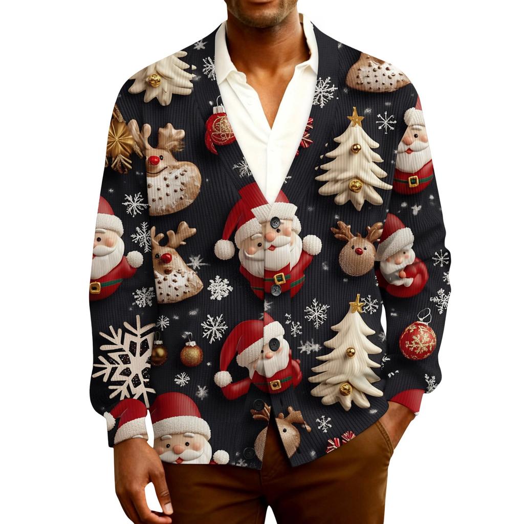 Men's Ribbed Knit Long-Sleeve Cardigan