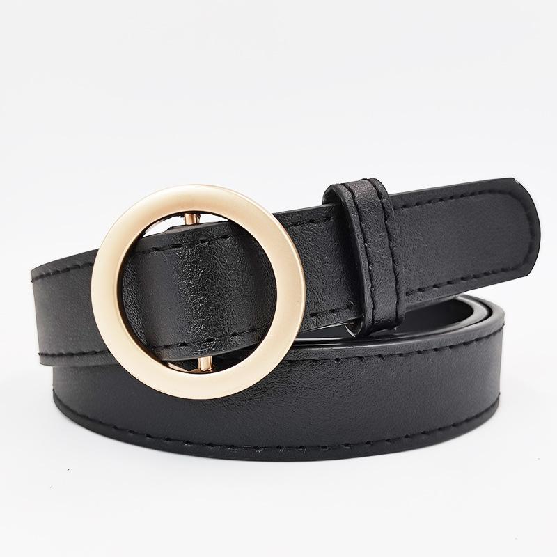Innovative Non-hole Round Buckle Women's Imitation Leather Belt Student Versatile Jeans Skirt Belt
