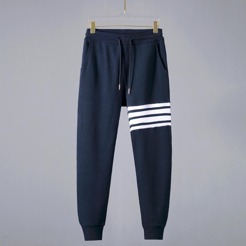 TB JL Four-Bar Waffle Sweatpants: Trendy European & American Loose Casual Trousers for Men & Women, Perfect for Autumn & Winter.