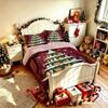 Christmas Duvet Cover Set 3Pcs 3D Paper Cut Xmas Tree Animals Print Soft Microfiber Bedding with Pillowcases