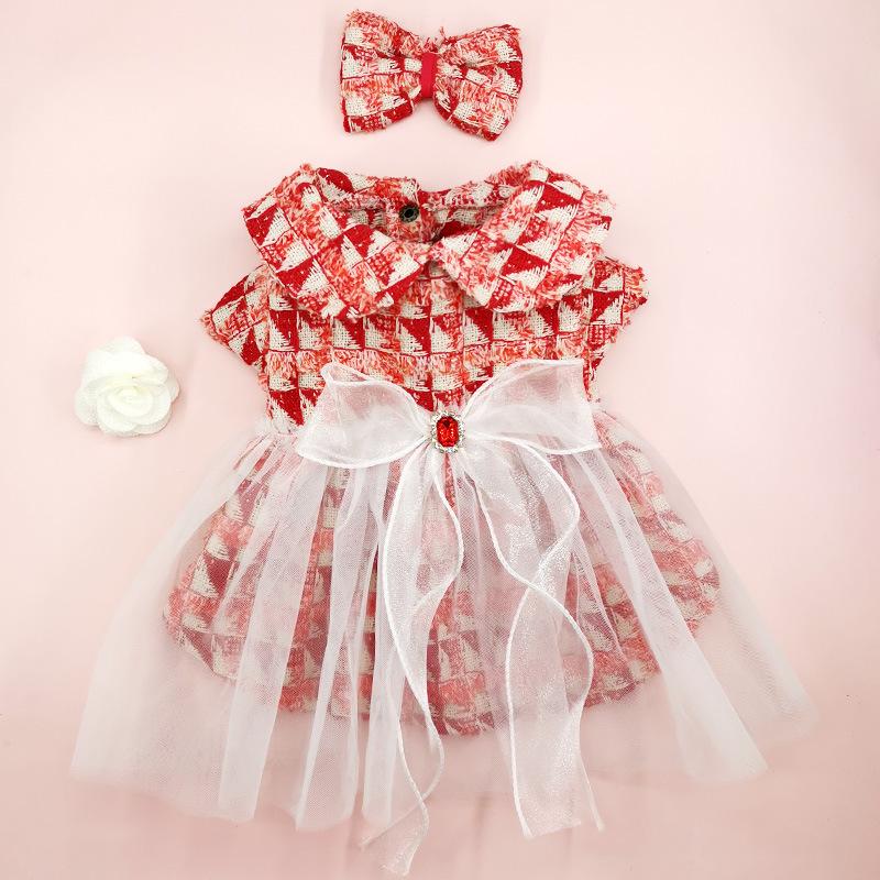 INS Pet Autumn/Winter Woolen Skirt Cute Skirt Checked Dog Coat Pet Cat Supplies Yarn Skirt Dress Dog Dresses for Small Dogs