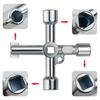 6 Function Crossing Key Wrench For Square Triangular Hexagonal Round Holes Zinc Alloy Ergonomic Grip Industrial Maintenance Tool
