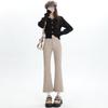 Retro blue denim micro-pull pants women's winter new versatile characteristic rough edge pants flared pants