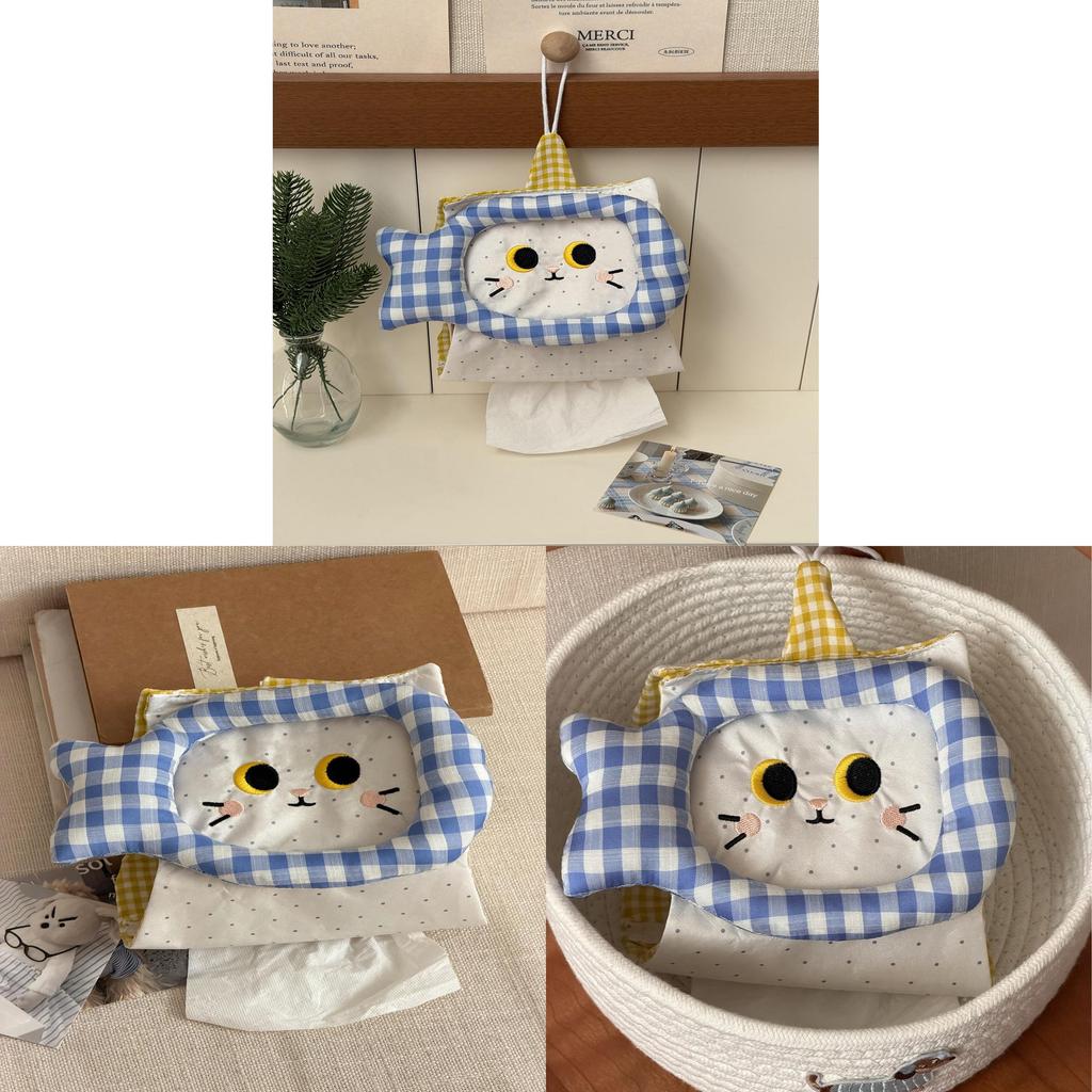 Cat Fish Tissue Box Holder With Fabric Material For Home Storage And Decor