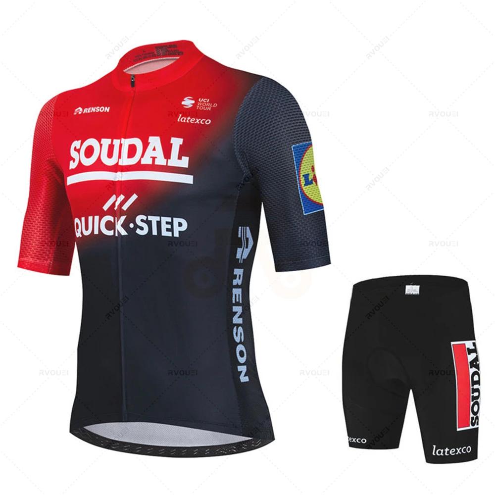 2026 Lidl Soudal Quick Step Letní cyklistický dres MTB s krátkým rukávem Cyklistická sada Sada cyklistických kraťasů MTB Ropa Ciclismo Cyklistická trička Maillot