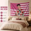 PopStarMalachi B-Baron Tapestry flat print Pink Stars StripesFlagWallHanging for Teen Bedroom Dorm Aesthetic Room Decor Fan Gift