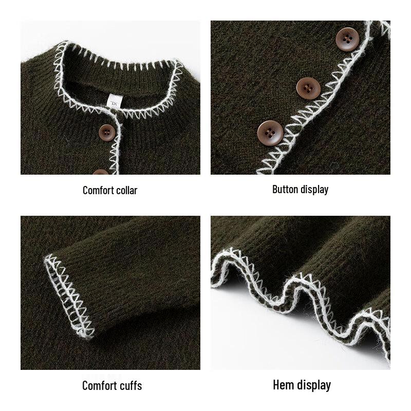 JEANSWEST Men's Loose-Fit Wool Blend V-Neck Sweater