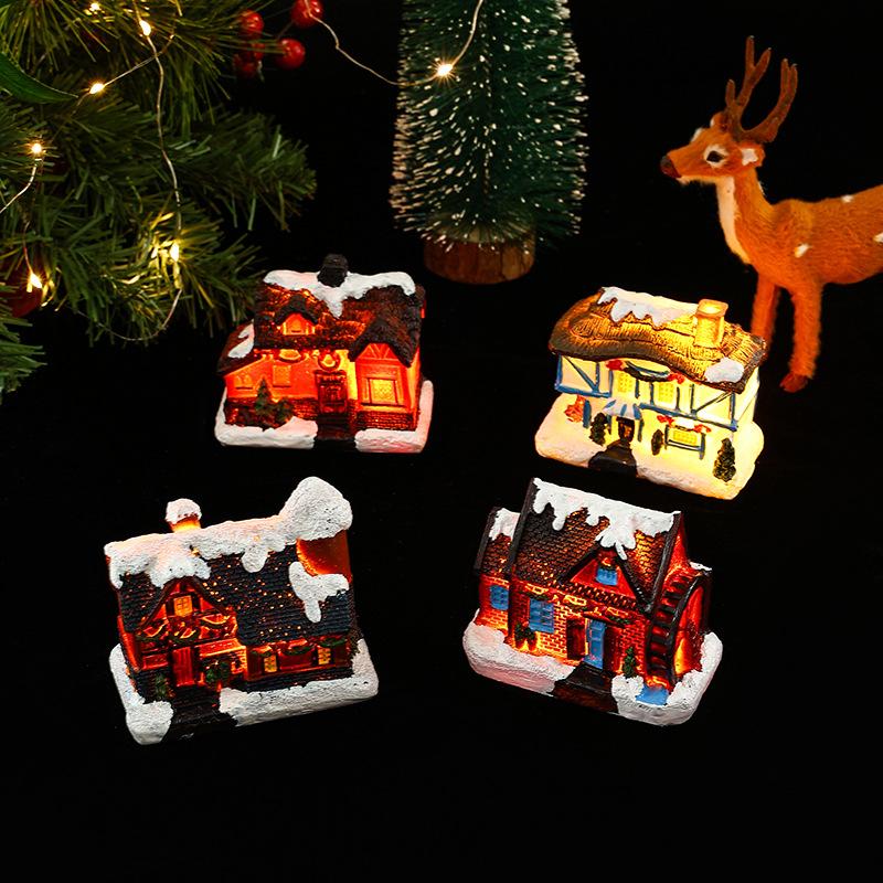 Christmas decorations small house micro landscape Christmas creative glowing small house Christmas gifts