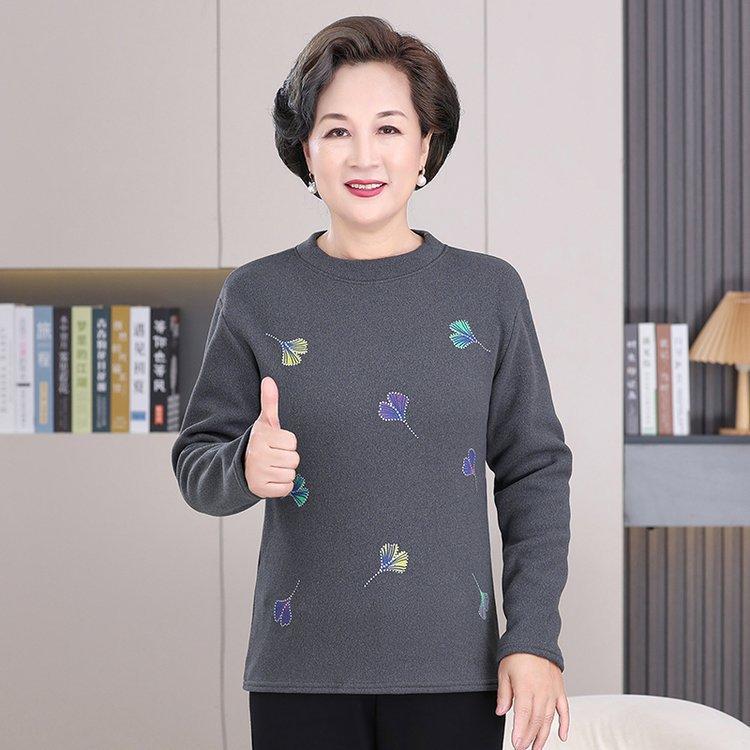

Plus Size Women s Mid-Aged & Elderly Thick Knit Half-High Collar Long Sleeve Warm Base Layer Top 4XL for 135-155 jin