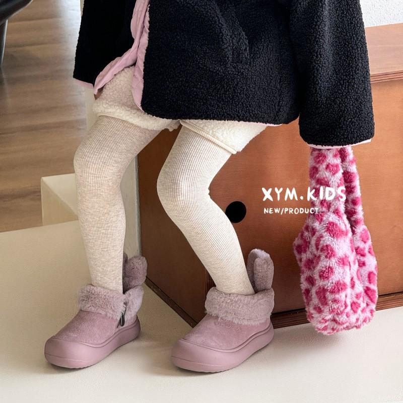 Kids Winter Snow Boots With Cute Rabbit Ears Faux Suede Warm Lined Ankle Girls Boys