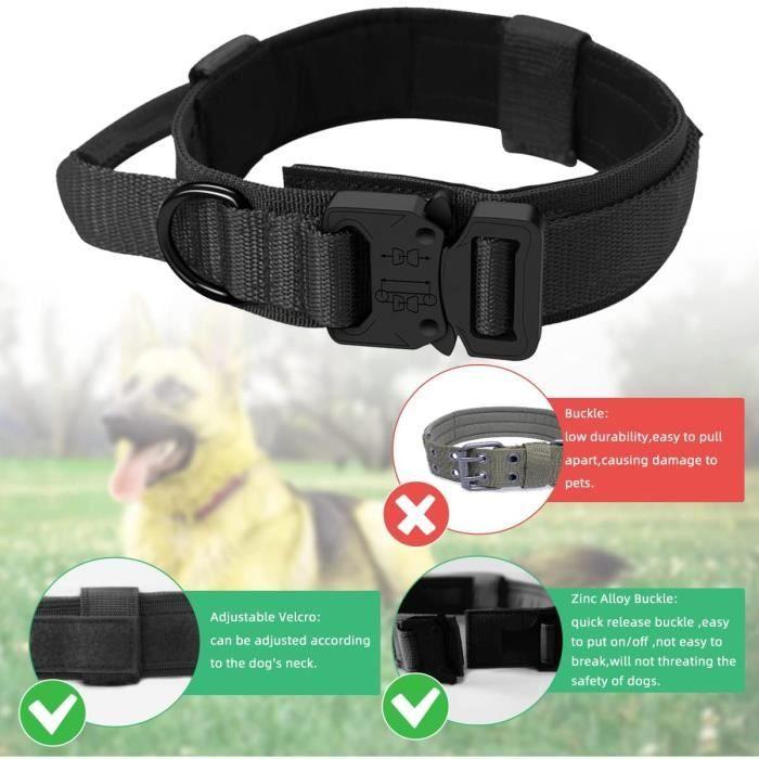 Collier pour chien - K9 - Réglable - Nylon durable - Poignée rembourrée - Taille moyenne et grande