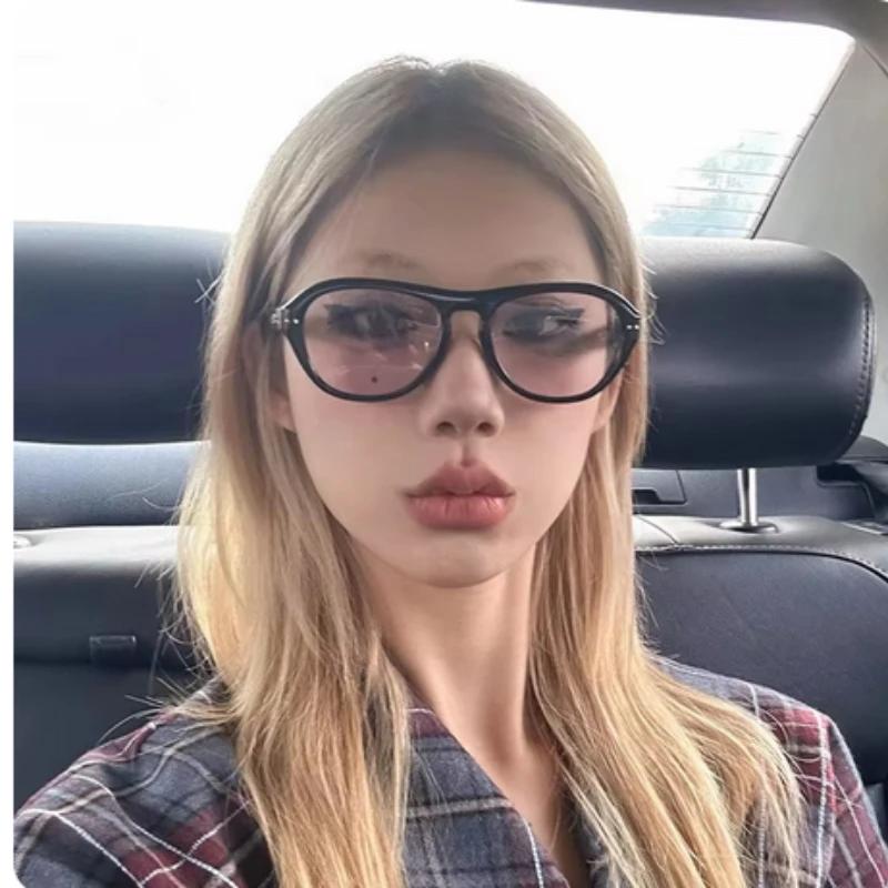 Korea Retro Oval Pink Sunglasses Women Street SSunshade Glasses Dustproof Windproof Riding Glasses Sunglasses  UV400