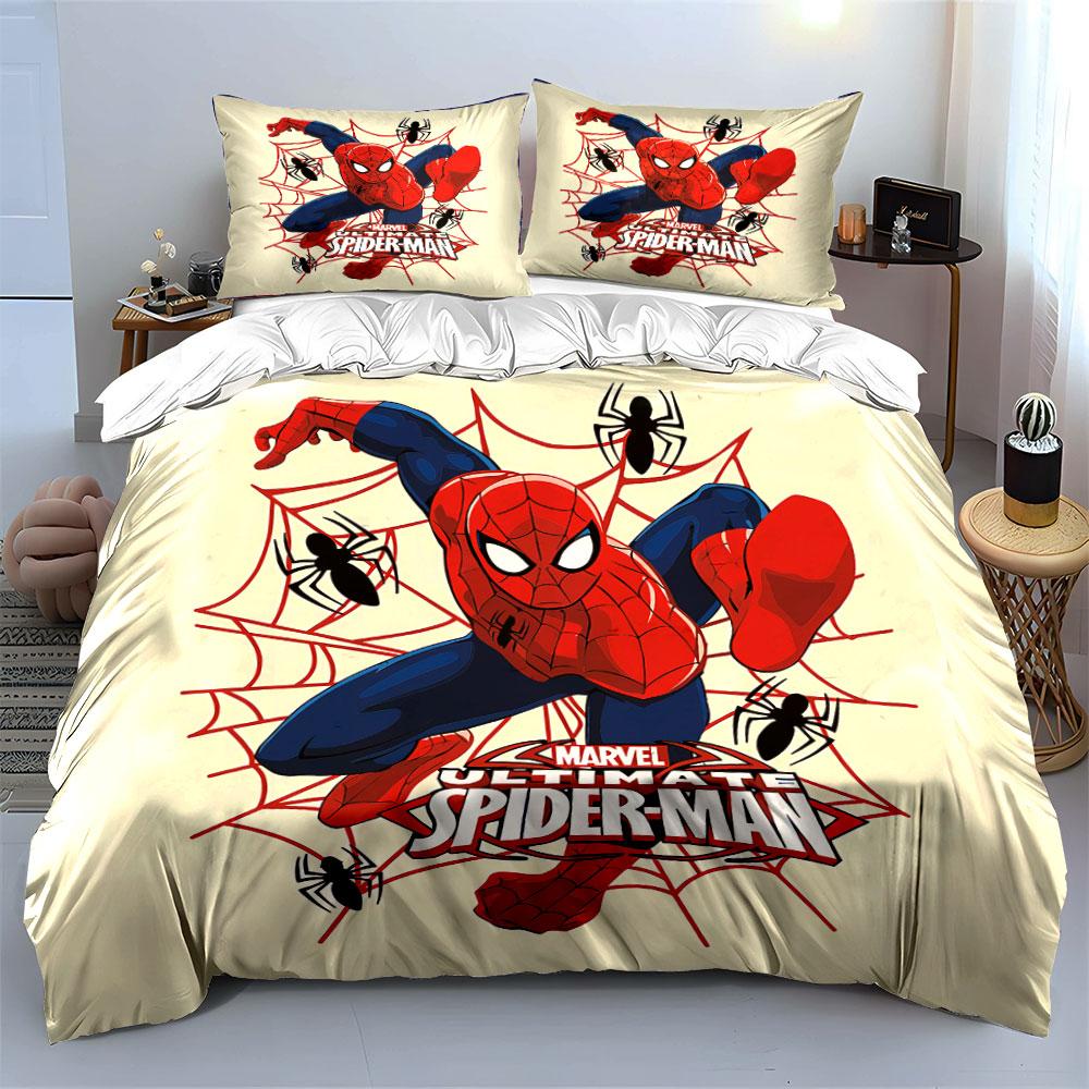 Marvel Ultimate Spider-Man Design Bettwäsche Bettbezug Set Bettbezug Kissenbezüge (1*Bettbezug 2*Kissenbezüge, ohne Bettdecke)