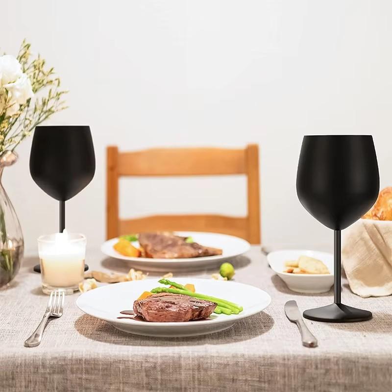 1Pcs Stainless Steel Wine Glases Black Plating Vodka Cup Juice Liquor Champagne Goblet 18oz Tumbler Party Wedding Drinkware