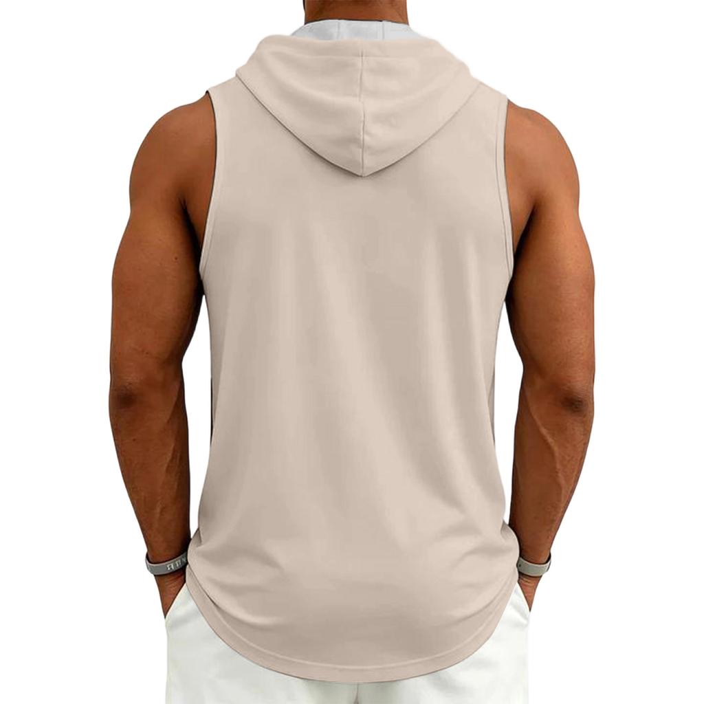 Men's Casual Sleeveless Hoodie Drawstring Pullover Lightweight Relaxed Fit Workout Tank Top for Daily Wear Gym Training