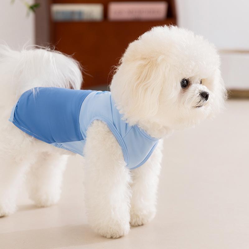 Spring and summer puppy dog clothes simple contrasting color breathable vest teddy than bear small and medium dog cat pet clothes