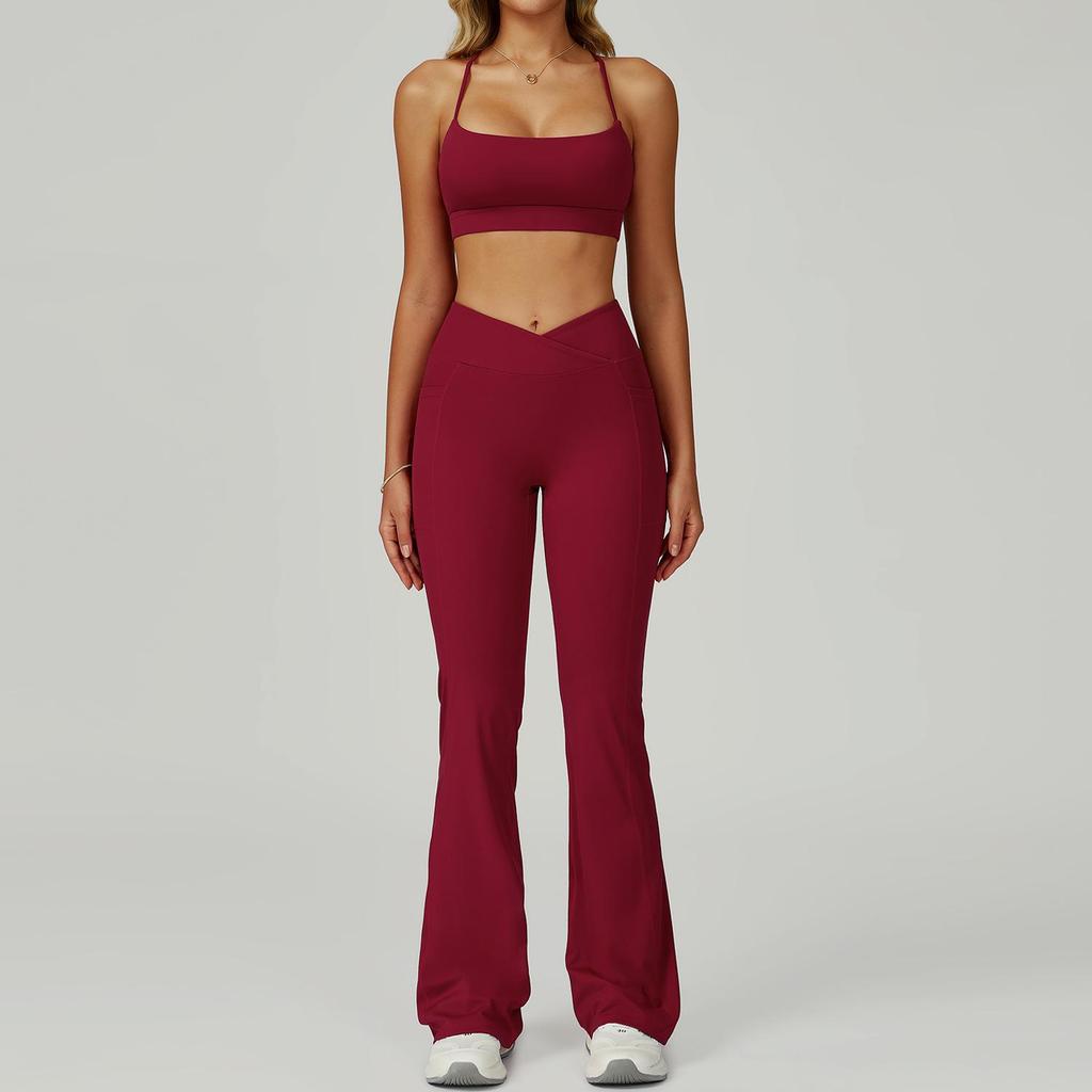 Women's Nude Feeling Yoga Set: High-Waist, Hollow-Back, Tummy Wrap, Tight-Fit for Running and Fitness