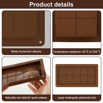Chocolates Bar Molds Large Silicone Chocolates Bar Molds Reusable Snap Bars Making Set Non-stick Break Apart Candy Bar Molds