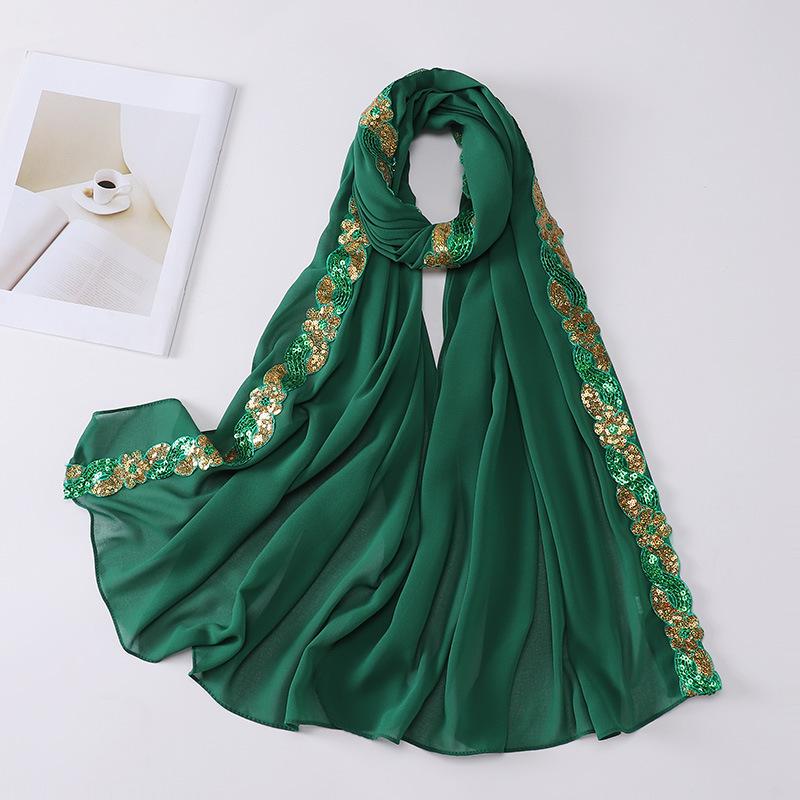 Chiffon Hijab Scarf Turban For Muslim Women Fashion Headscarf Shawls Sequins Scarf Headwraps Veil Islamic Headband Ramadan Voile