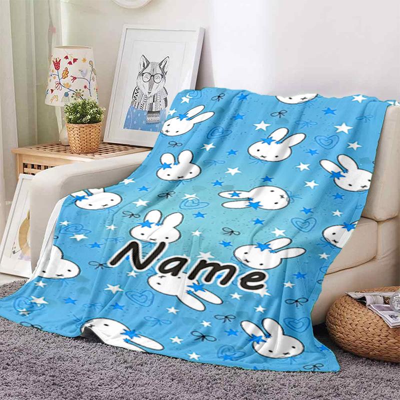 Custom Name Miffy Stars Heart Name Blanket Suitable All Seasons Soft Comfortable Sofa Office Home Blanket Camping Trip Soft And Comfortable Bedroom