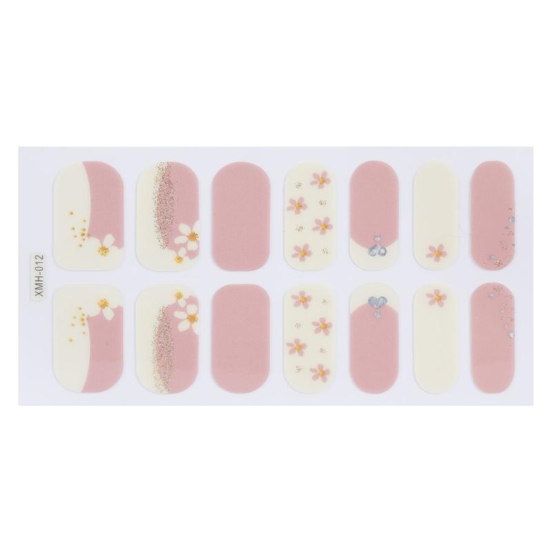 Flower Gradient Nail Sticker Full Wraps Nail Art Stickers Self-Adhesive Nail Art Decal Strips for DIY Nail Art Decor