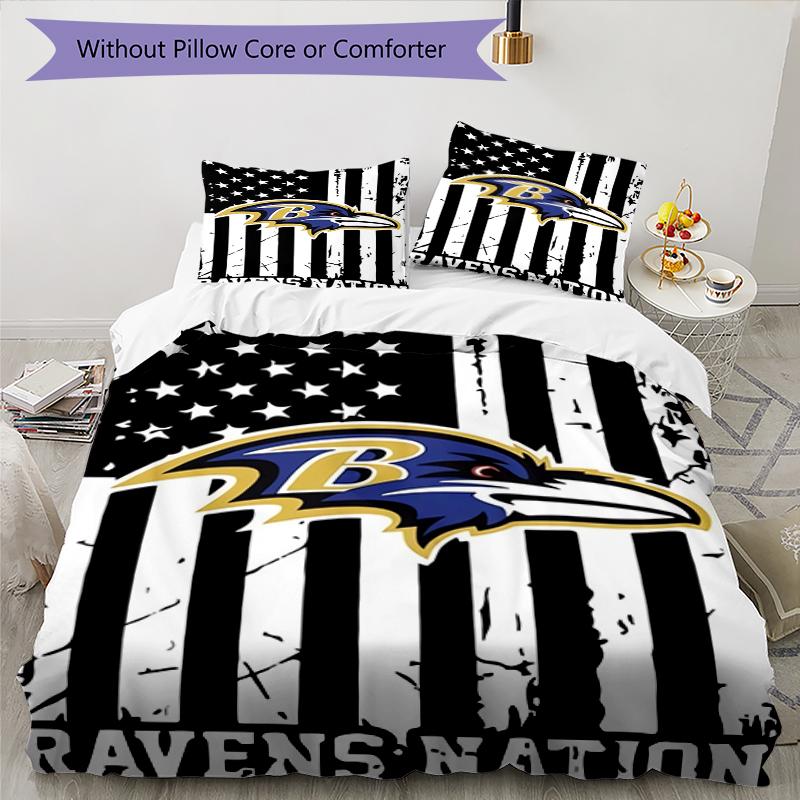 Ravens Nation Design Bett Bettwäsche Set 1 Bettbezug + 2 Kissenbezüge Weich Atmungsaktiv Haushalt Bettwäsche