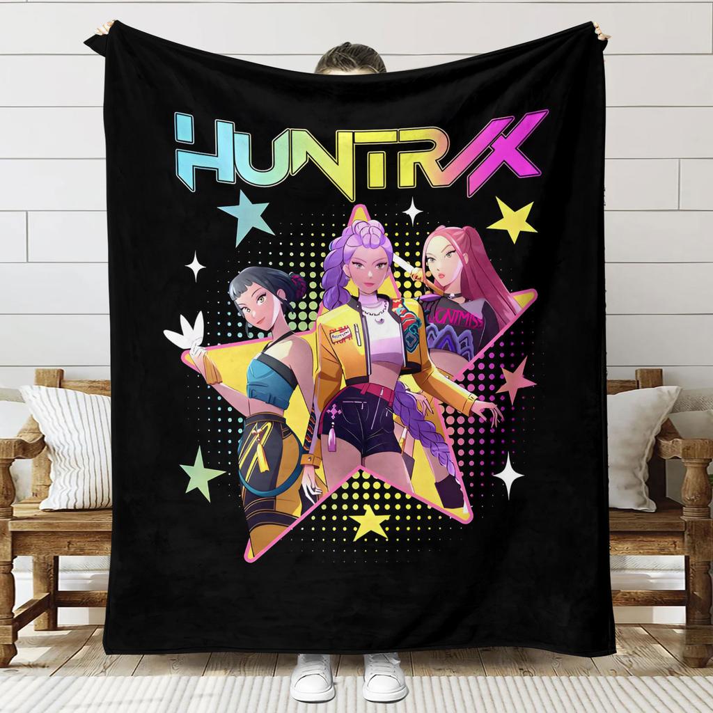 Blanket Print K - Pop Demon Hunters Flannel Blanket Latest Fashion Pop Girl Group