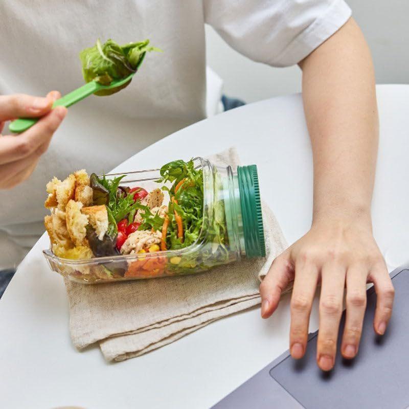 2 Ompartment Salad Box Crisper Container Leakproof Breakfast Fruit Storage Box Plastic Salad Pod Containers Keep Fresh Salad Jar 1398₽