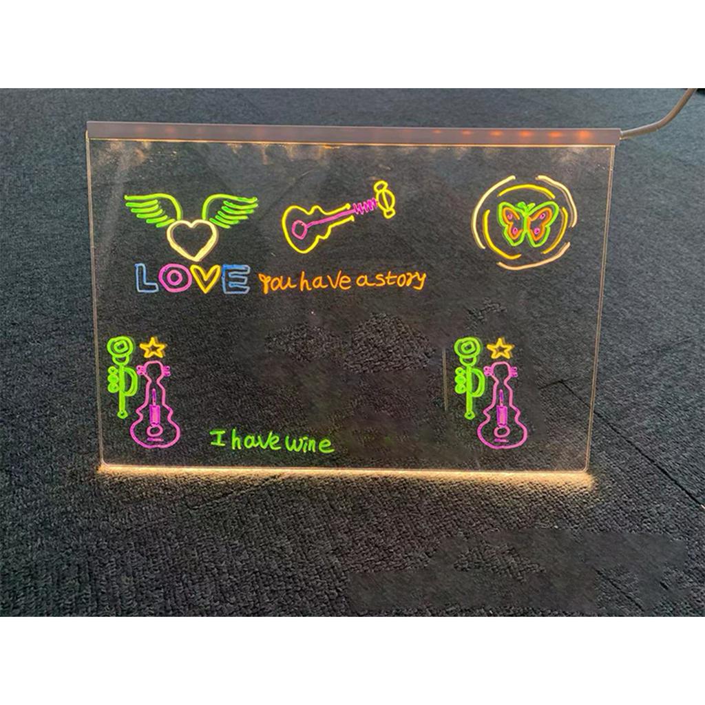 DIY Handwritten Luminous Night Light Erasable Message Board Atmosphere Light Acrylic Painting Board Stall Display Board