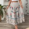 Vintage Floral Maxi Skirt Women High Waist A-Line Boho Resort Flowy Long Skirt