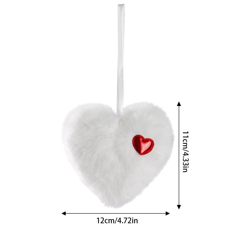 Palline di Natale Sferiche Soffici a Forma di Cuore Verdi con Cuori Rossi, Adatte Come Decorazioni da Appendere per l'Albero di Natale
