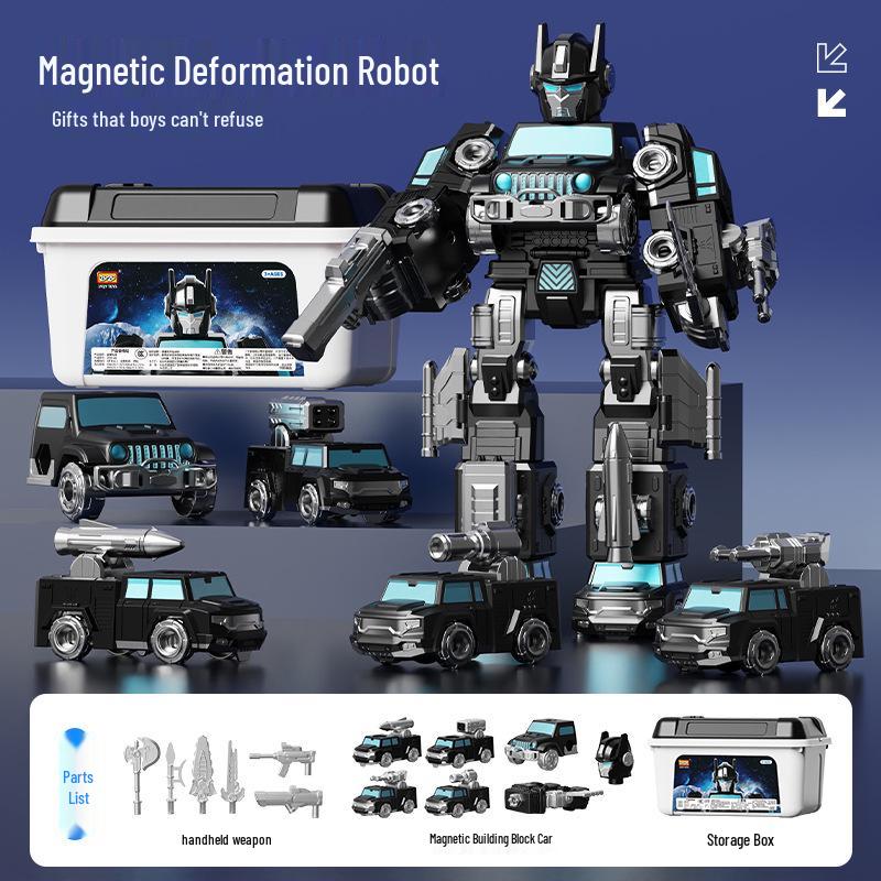 Transforming Magnetic Engineering Vehicle & Robot Building Set - Educational Toy for Boys