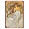 Vintage Metal Tin Signs Beauty-Art Nouveau Decorative Signs Four Seasons - Illustration Girl Retro Wall Decor Home Wall Signs