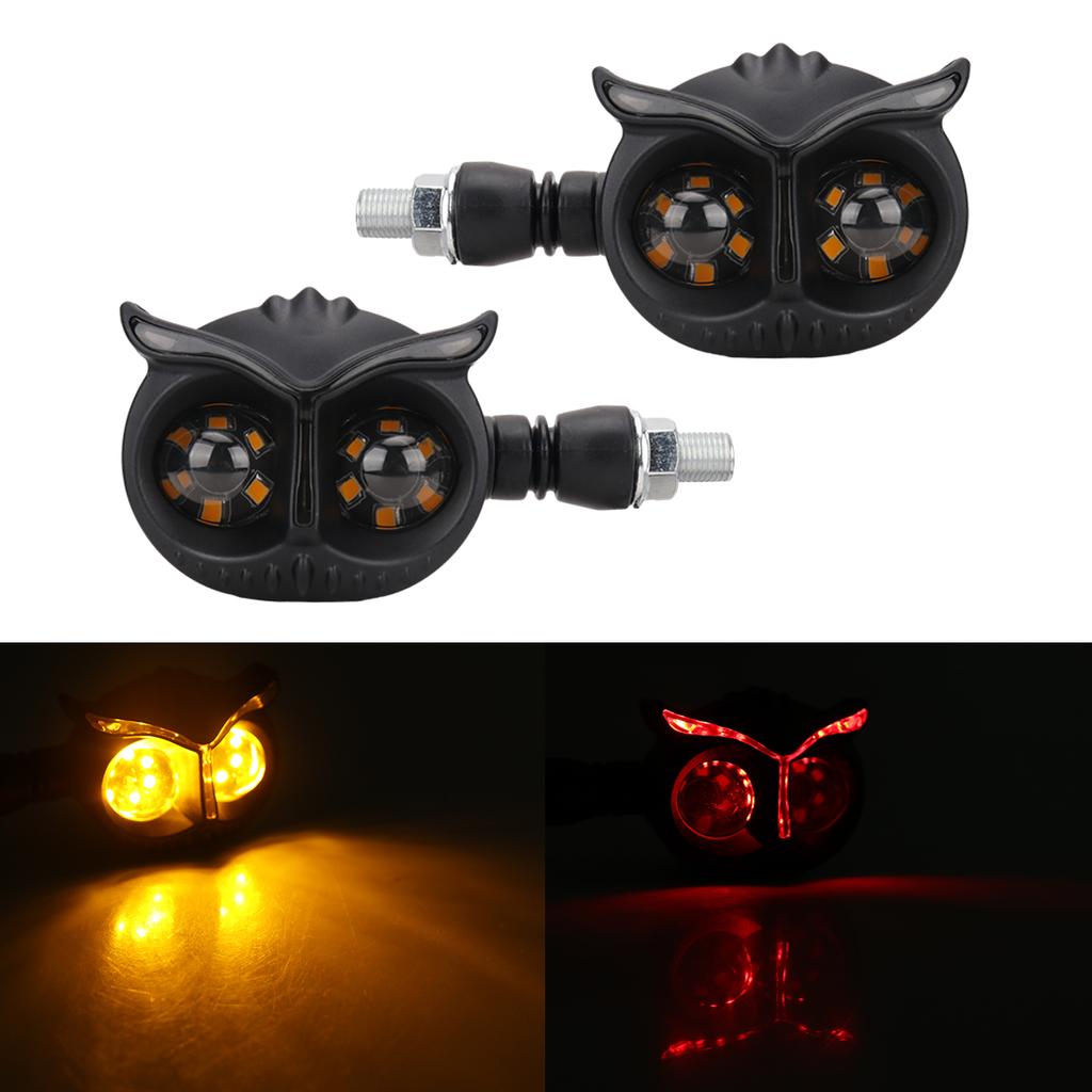 2PCS Owl Style Motorcycle Headlight Turn Signals Light Dual Color Motorcycle Driving Light Headlight Moto Front/Rear Light