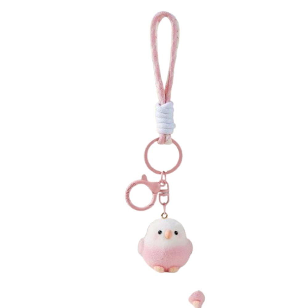 

Knitted Hand Rope Flocked Bird Pendant Keychain Hanging String Cute Plush Pendant Birthday Gift розовый