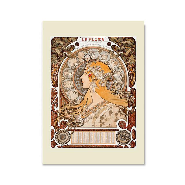 Cornice in legno massello Alphonse Mucha Poster e stampe su tela Vintage Figue Woman Canvas Painting Art on The Wall Pictures per soggiorno Home Decor