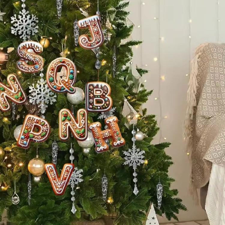Child Safe Acrylic Christmas Letter Ornament Gingerbreads Homes Decors For Car Homes Decoration Holiday Party Accessory