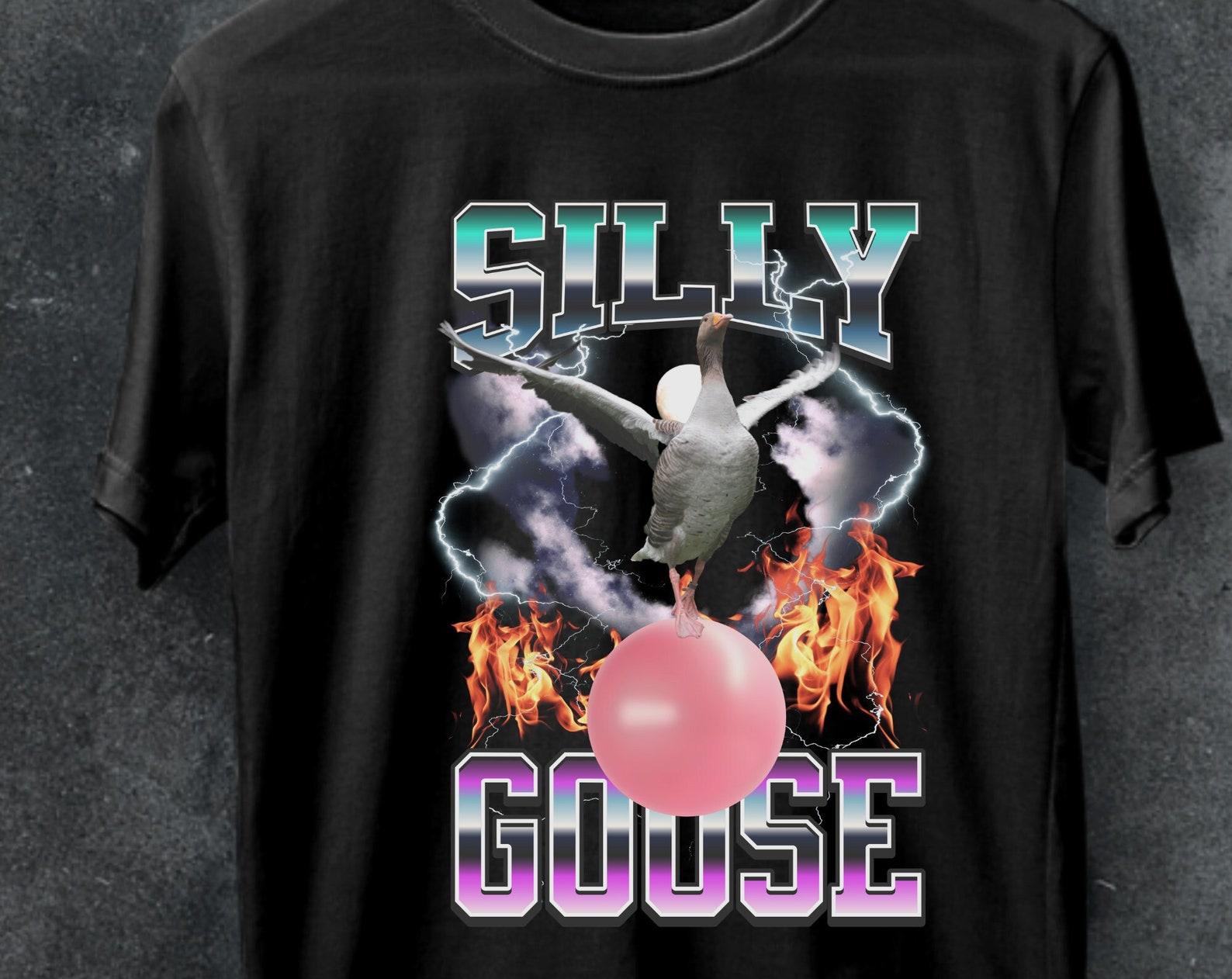 Silly Goose Meme T-Shirt, Varsity Style Funny Goose Tee M