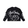 Mens Oversized Hooded Zip-Up Sweatshirt With Rhinestone Letter Print Cotton Streetwear