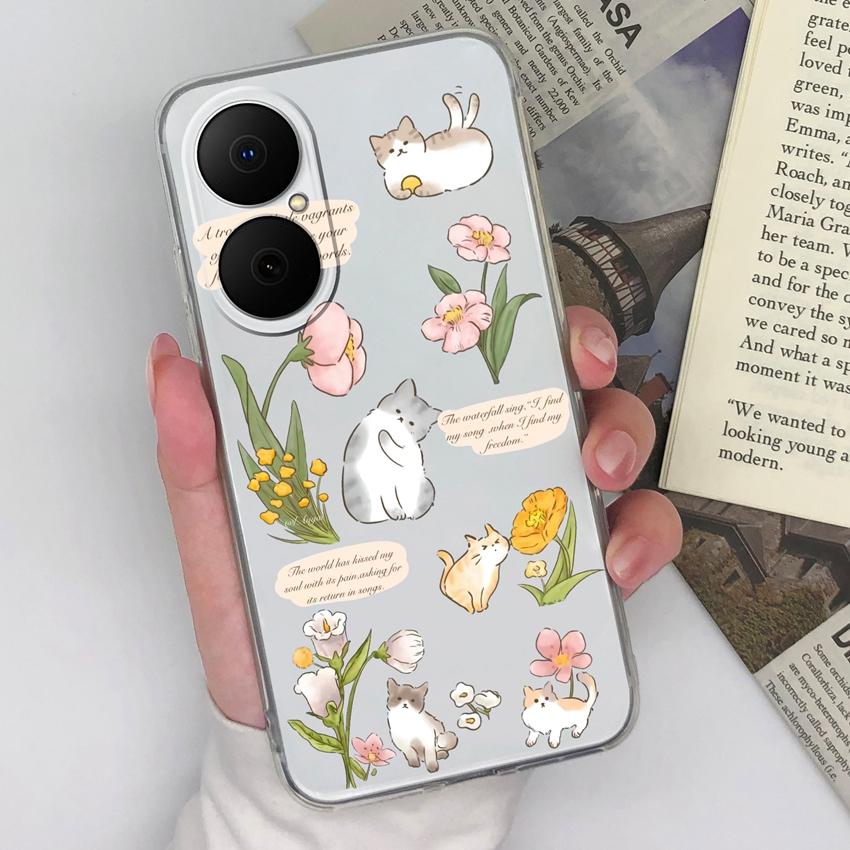 For Huawei Enjoy 70x 80 Y5 Y6 P40 P50 Y8p Covers Case Lovely Owl Patterns Transparent Silicone Camera Protection Dustproof Shell For Huawei Phone Bags