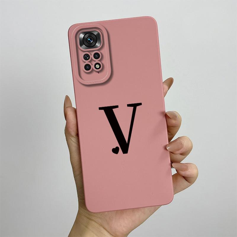 For Xiaomi Redmi Note 11 11S 4G 5G Case Cute Initial Letters Soft Liquid Silicone Shell For Redmi Note11 11 S 11 Pro Funda Capa
