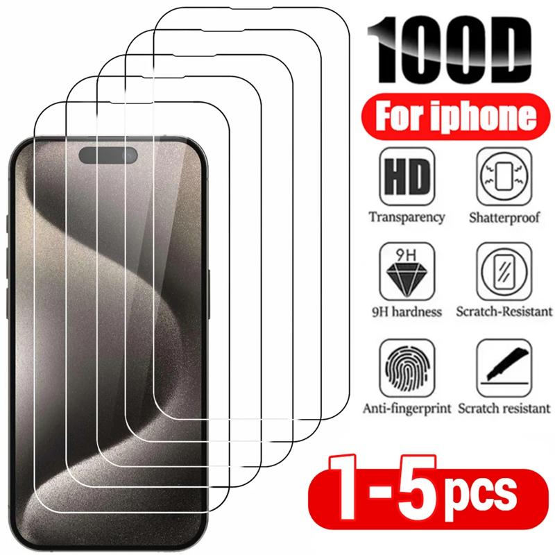 1-5Pcs Tempered Glass For IPhone 16 15 14 13 12 11 Pro Max Screen Protector For IPhone 7 8 14 Plus X XS XR Protective Glass Film2