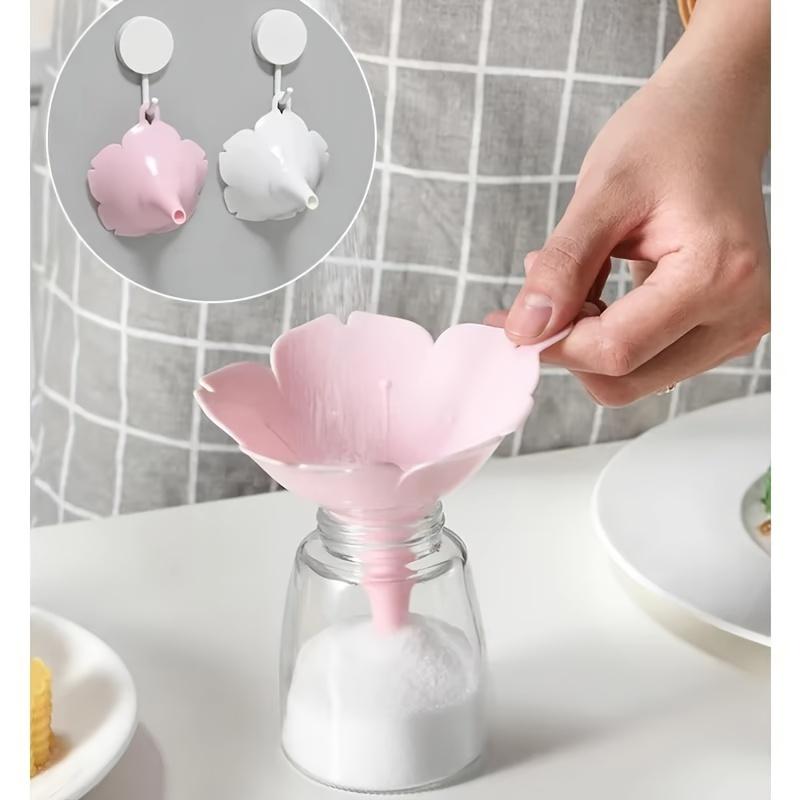 

Cherry Blossom Kitchen Funnel - Durable, Easy-Clean Plastic for Olive Oil & Condiments, Includes Storage Hook - White/Pink розовый