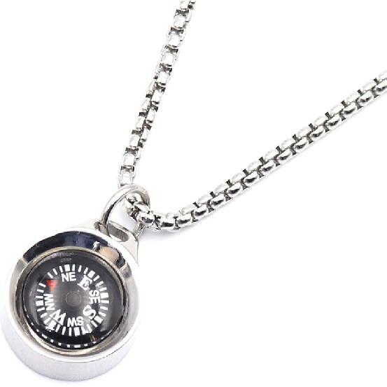 Compass Necklace,Mini Pocket Compass,Camping Hiking Metal Survival Compass for Men Women Silver-Life is a journey